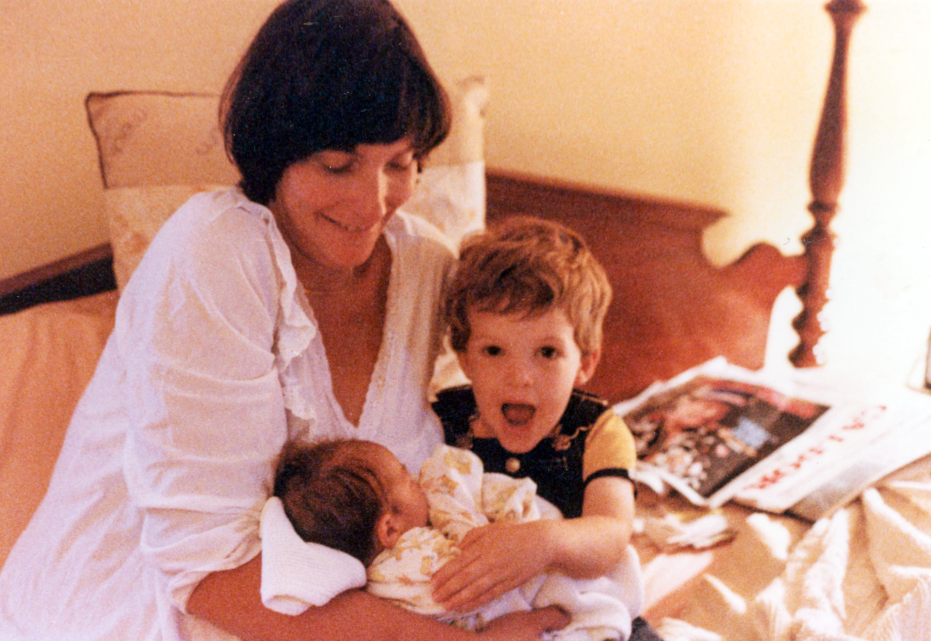 Kathy with newborn Danny and Jonathan