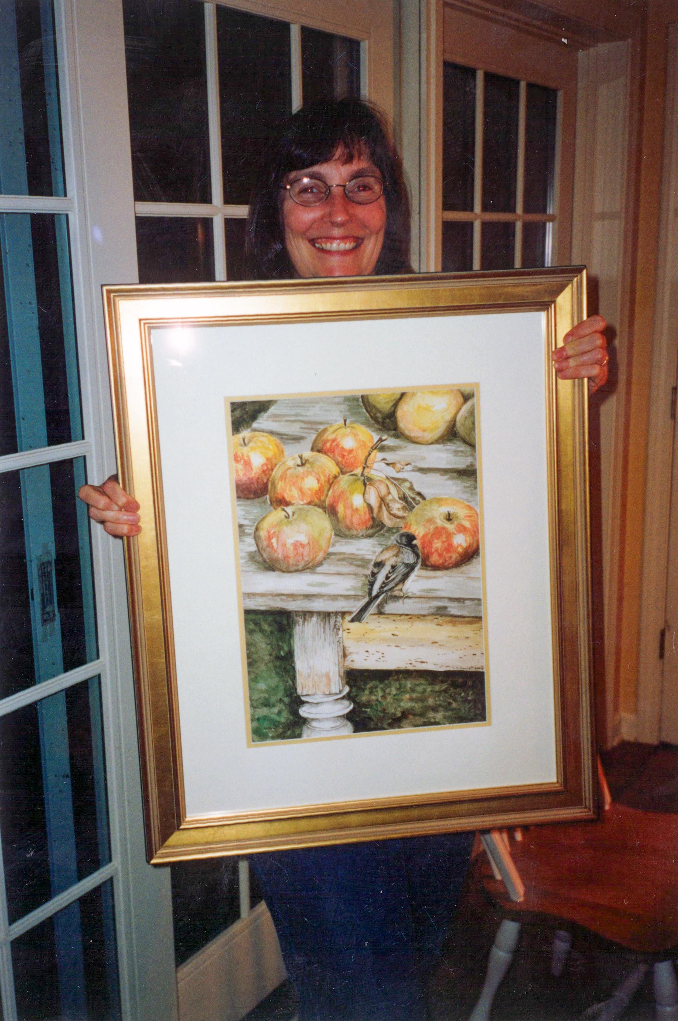 Kathy with her watercolor painting